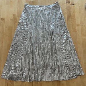 Maeve Metallic Silver Midi Skirt